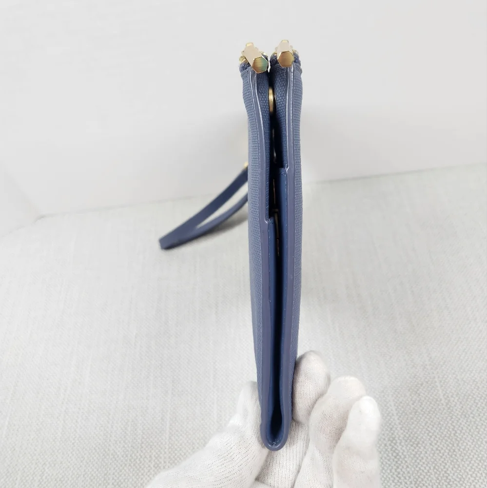 Dagne Dover Essentials Coated Canvas Blue Clutch Wallet Wristlet